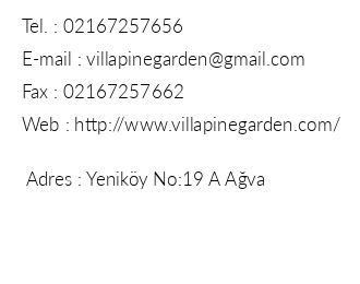 Villa Pine Garden iletiim bilgileri